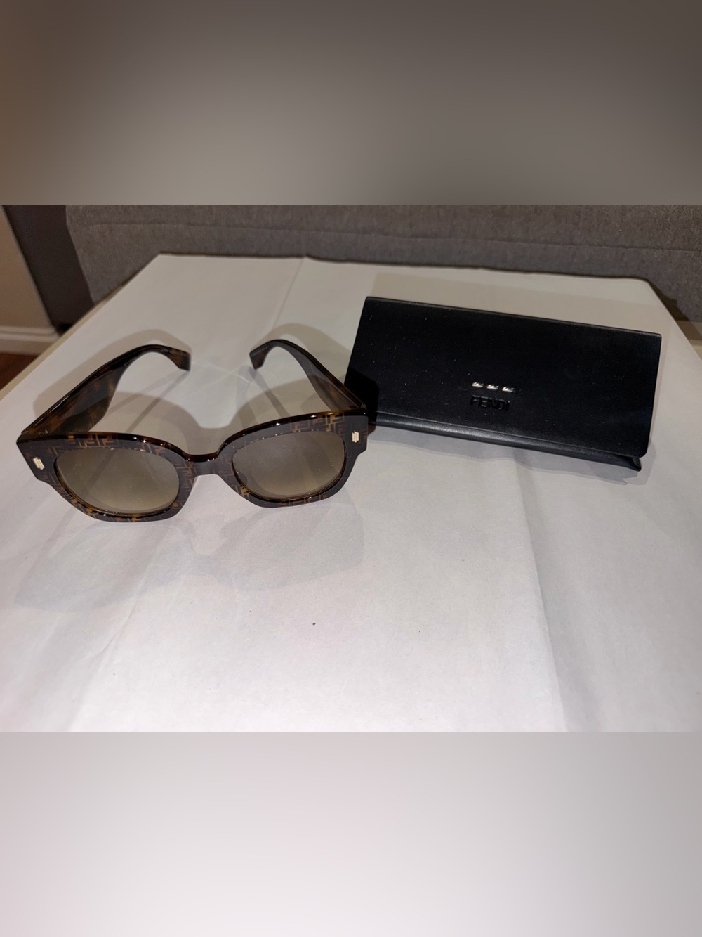 Authentic Fendi Tortoiseshell Frame Sunglasses with Brown Gradient Lenses